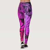 Paarse roze ombre tropische palmbladeren patroon leggings (Achterkant)