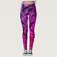 Paarse roze ombre tropische palmbladeren patroon