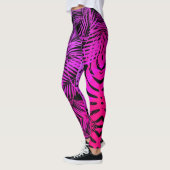 Paarse roze ombre tropische palmbladeren patroon leggings (Links)