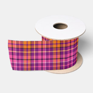 Paarse Roze Oranje Schotse Ruit Ontwerp Lint