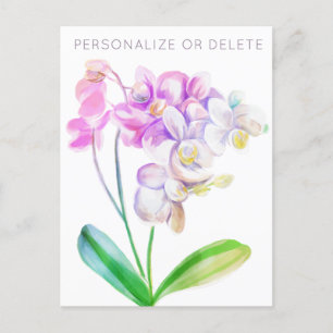 Paarse Roze Orchidee Aquarel Bloemstuk Persoonlijk Briefkaart