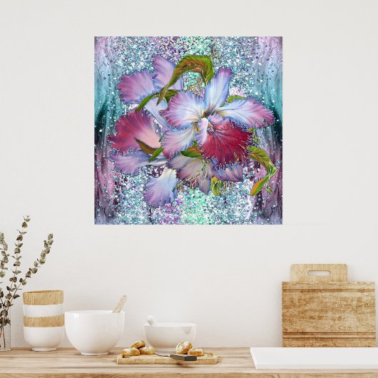Paarse roze orchidee Floral Waterverf Poster (Keuken)