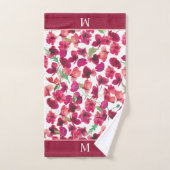 Paarse roze papies Galore Pattern Bath Set Bad Handdoek (Handdoek)