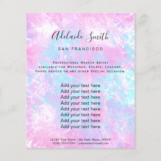 paarse roze pastelblauwe marmer flyer (Voorkant)