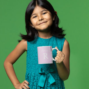 Paarse Roze Personaliseer Minimalistisch Monogram Koffiemok