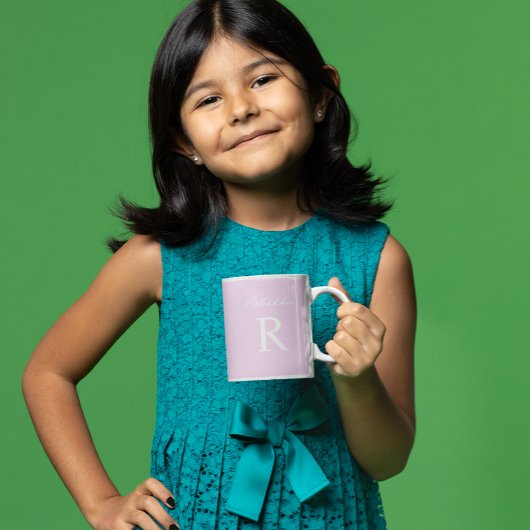 Paarse Roze Personaliseer Minimalistisch Monogram Koffiemok