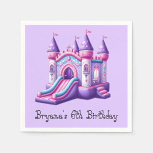 Paarse Roze Prinsessen Kasteel Springhuis Feest Servet
