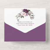 Paarse roze pruimdennen bruiloft | all in one uitnodiging (Achterkant)