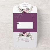 Paarse roze pruimenbonnen | all in one uitnodiging (Buitenkant)