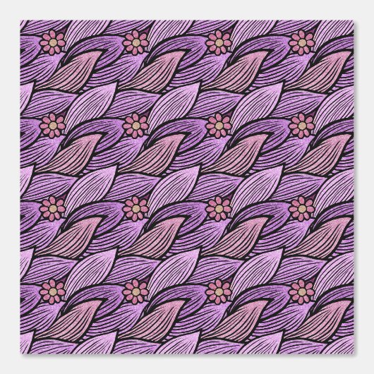Paarse Roze Retro Schattige Daisy Bloemen Patroon  Behang (Voorkant)