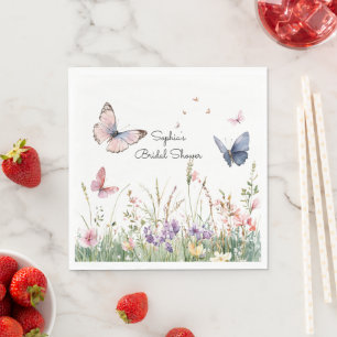 Paarse Roze Rode Bloemen Vlinders Bruids Bruiloft Servet