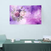 Paarse Roze Roos Alcohol Tuin Bruidsfeest Spandoek (Beurs)