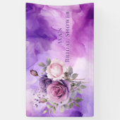 Paarse Roze Roos Alcohol Tuin Bruidsfeest Spandoek (Verticaal)