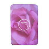 Paarse roze roos foto aangepaste monogram modern v badmat (Voorkant Verticaal)