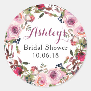 Paarse Roze Rose Bloemen Vrijgezellenfeest Dank u Ronde Sticker