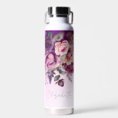 Paarse roze rozen elegant gepersonaliseerd waterfles (Voorkant)