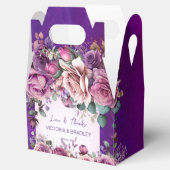 Paarse roze rozen elegante bruiloft gunsten op maa bedankdoosjes (Geopend)