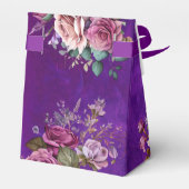 Paarse roze rozen elegante bruiloft gunsten op maa bedankdoosjes (Achterkant)