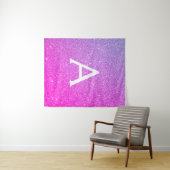 Paarse Roze Sparkle Glitter Monogram Tapestry Wandkleed (In Situ (horizontaal))