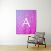 Paarse Roze Sparkle Glitter Monogram Tapestry Wandkleed (In situ)