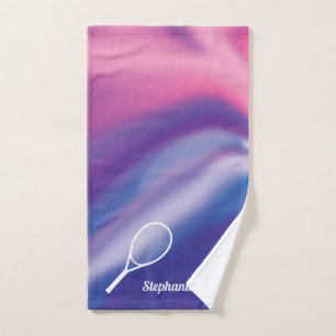 Paarse Roze Sport Monogrammen naam Tennis Handdoek