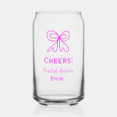 Paarse roze strik bruidsfeest voeg naam toe blikvorm glas (Achterkant)