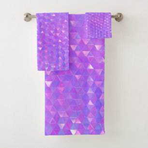 Paarse Roze Trendy Driehoeken Geometrisch Patroon Bad Handdoek