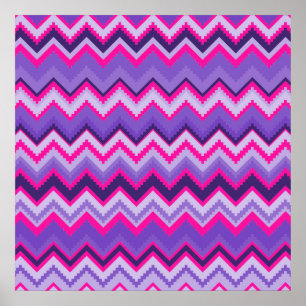 Paarse roze tribale Chevron Paars Girly Gifts Poster