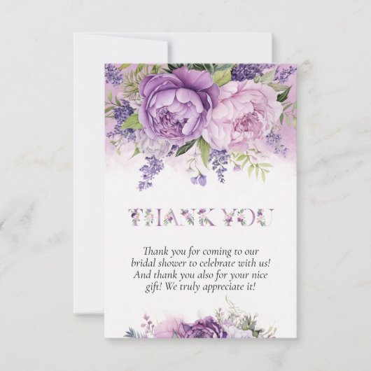Paarse & Roze Tuin Bloemen Vrijgezellenfeest Bedankkaart (Voorkant)