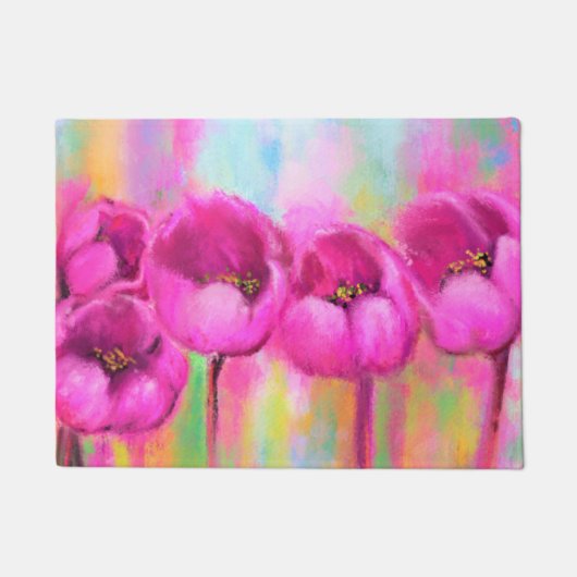 Paarse Roze Tulp Deurmat (Voorkant)