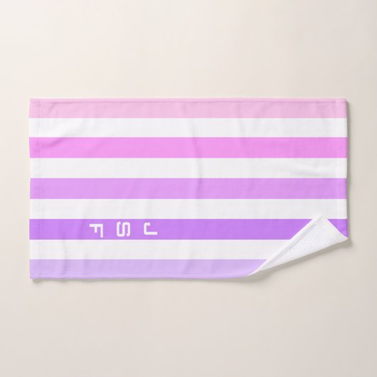 Paarse & Roze Verticale Strepen Monogram Bad Handdoek (Handdoek)