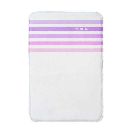 Paarse & Roze Verticale Strepen Monogram Badmat (Voorkant Verticaal)