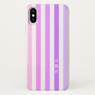 Paarse & Roze Verticale Strepen Monogram iPhone X Hoesje