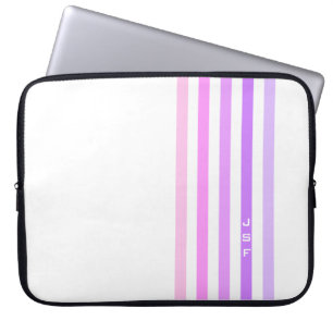 Paarse & Roze Verticale Strepen Monogram Laptop Sleeve