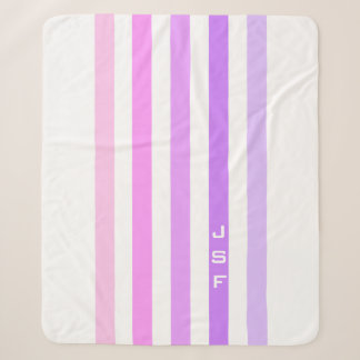 Paarse & Roze Verticale Strepen Monogram Sherpa Deken