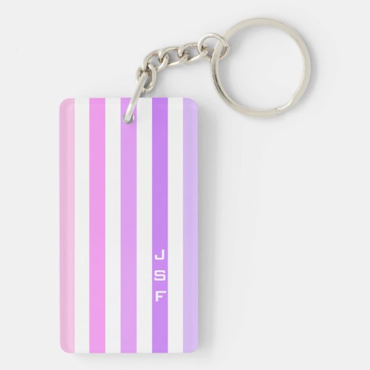 Paarse & Roze Verticale Strepen Monogram Sleutelhanger (achterkant)