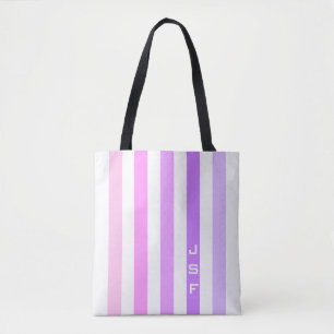 Paarse & Roze Verticale Strepen Monogram Tote Bag