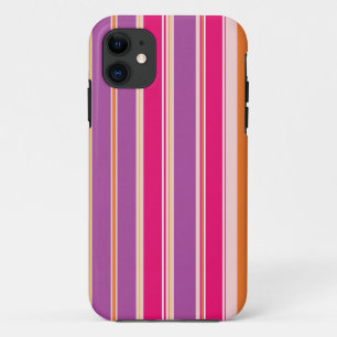 Paarse roze verticale strepenpatroon iPhone 11 hoesje