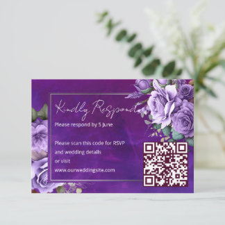 Paarse roze vintage rozen elegante trouw-RSVP auto RSVP Kaartje