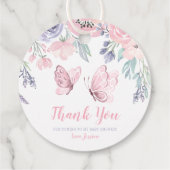 Paarse roze vlinder Baby shower Bedankjes Labels (Achterkant)