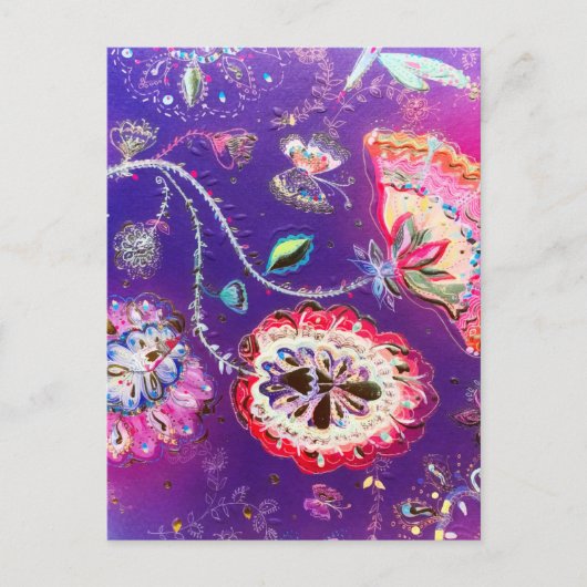 Paarse roze vlinder Floral Tuin Briefkaart (Voorkant)