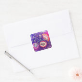 Paarse roze vlinder Floral Tuin Vierkante Sticker (Envelop)