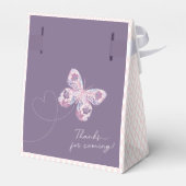 Paarse roze vlinder gepersonaliseerd bedankdoosjes (Achterkant)