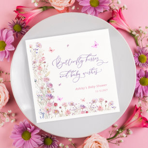 Paarse Roze Vlinder Kusjes Meisje Baby Shower Servet