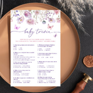 Paarse Roze Vlinder Wildbloemen Baby Trivia Spel