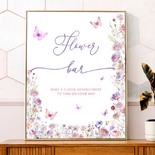 Paarse Roze Vlinder Wildflower Flower Bar Poster