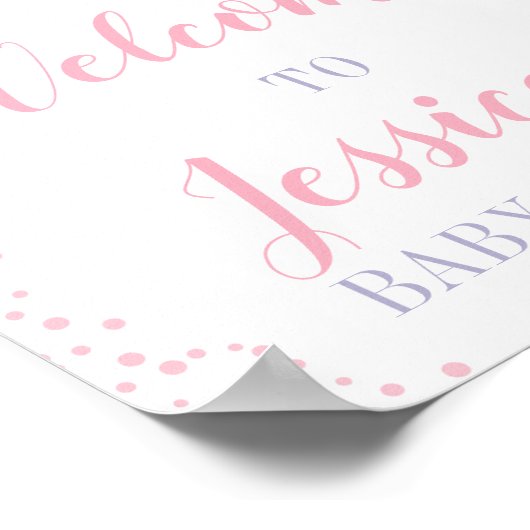 Paarse roze vlinderbloemetjesbord voor Baby shower Poster (Hoek)