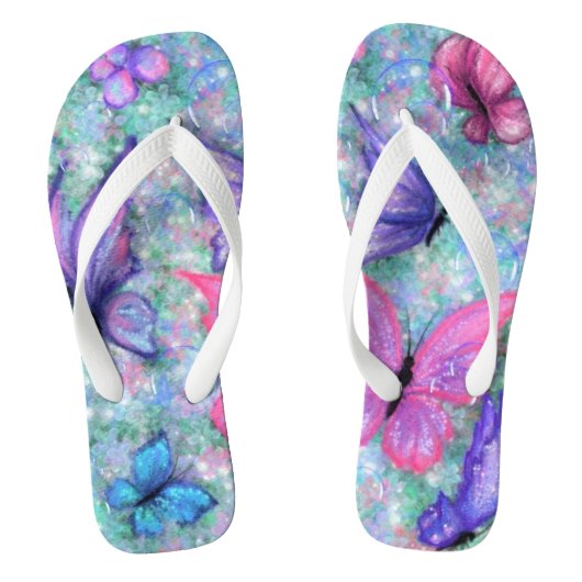 Paarse roze vlinders Teenslippers (Voetbed)