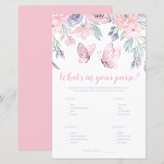 Paarse roze vlindervlinder Wat zit er in je tas (Voorkant / Achterkant)