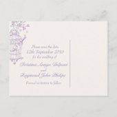 Paarse roze vogelkooi bruiloft save the date kaart (Achterkant)